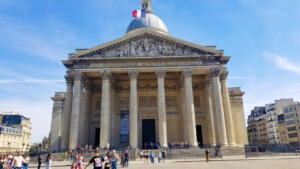 Viewing the Pantheon while cycling through Paris