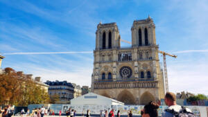 Cycling through Paris, Notre Dame still being restored