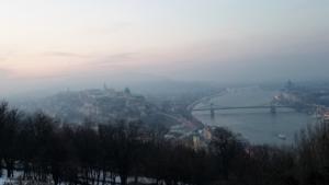 Hungary-Budapest in the mist                      