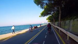 Road changed into lanes for pedestrians and cyclists