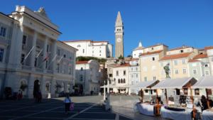 Town square in Piran Slovenia