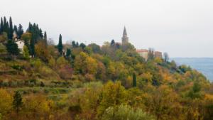 Hilltop church towers in Istria