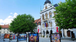 deserted Main Square in Novo Mesto