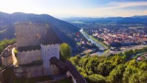 Celje Castle overlooking Celje and RV in city park
