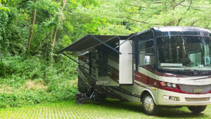Our camping spot in Mestni Park, Celje, Slovenia