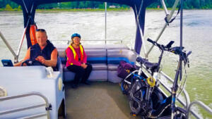 On a "ferry" across the Danube