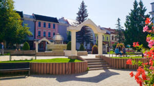 Nice main square in Poprad, Slovakia