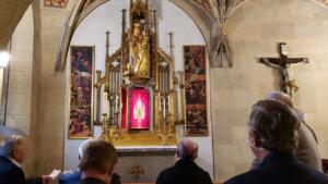 Private service with bishop in Hronský Beňadik monastery in Slovakia