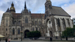 Beautiful St. Elizabeth Cathedral  with older St. Michael's chapel in Košice SK