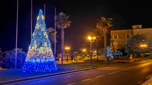 Poreč, Croatia at Christmas time during a pandemic.  See the boats in the background.