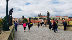 Charle's Bridge view of Lesser Town and St. Vitus Cathedral