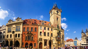 Old town hall with astronomical clock in Prague, CZ