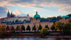 Prague: St Vitus Cathedral, Castle complex and Parliament in the foreground.