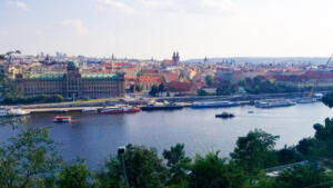 View over the Vltava River of Prague, CZ