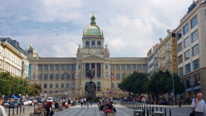 The National Museum building in Wenceslas Square, Prague, CZ