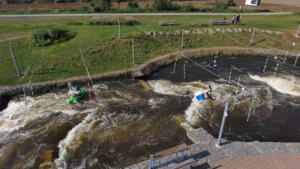 Slalom track for white water fun in campground near České Budějovice, CZ
