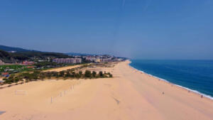 Testing our drone near Camping Barcelona.  Lovely long beaches.
