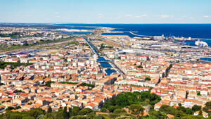 Canal through the town of Sète to the Mediterranean