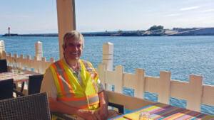 Mike in Agde where the river meets the Sea.