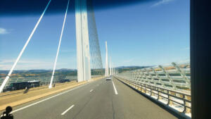 Millau Viaduct soaring over the Tarn Valley in France.