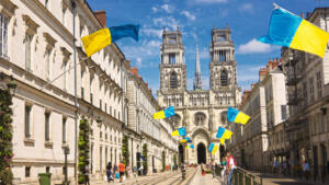 Phenomenal Cathédrale Sainte-Croix d’Orléans and Ukranian Flags