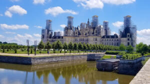Château de Chambord with obvious restoration work continuing