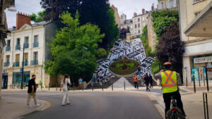 Art work on stairs in Blois, France