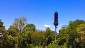 Camouflaged communications tower near Blois