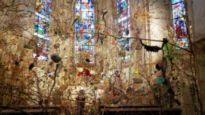 Weird tree branches as art in Château de Chaumont Chapel, Chaumont, France