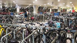 1 of multiple bike parking lots at Ghent train station, Belgium