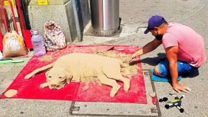 Sand sculpture that intrigued Mike in Bern, Switzerland