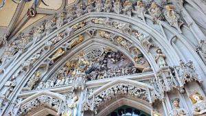 Phenomenal plaster work on entrance to cathedral in Bern