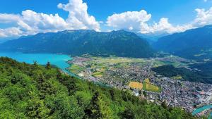 On Harder Kulm via cogwheel train looking down on Interlaken, Switzerland