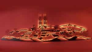 Great metal carving of local town of Oschatz, Germany