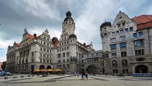 Leipzig New Town Hall, damaged in WWII, restored in the 1950s.