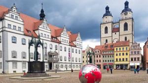Town Square in Wittenberg, East Germany. Where Martin Luther objected to indulgences.