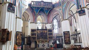 St. Nicholas' Church, filled with wooden carvings in Stralsund, northern Germany