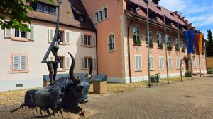 Mike found the statue a little surprising. Rathaus in Breisach, Germany