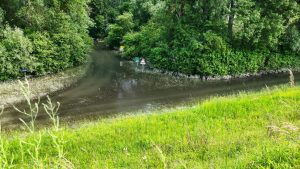So much rain, many smaller roads flooded near Rhine River.