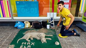 Sand Sculpture street artist in Speyer, Germany