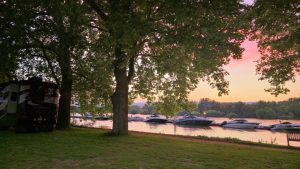 Camping in Heidenfahrt on the Rhine River in Germany.
