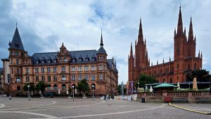 Evangelical Market church on the Schlossplatz in Wiesbaden, Germany