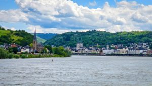 Approaching Boppard cyling along the Rhine in Germany.