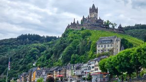 Cochem Castle above the Mosel River in Cochem, Germany