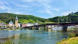 Cycling along the Mosel. Many villages like Bernkastel-Kues to visit and lots of castles on the hilles.