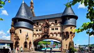 1899 Bridge Gate at Traben-Trarbach on the Mosel. Bridge destroyed in WWII, not the gate