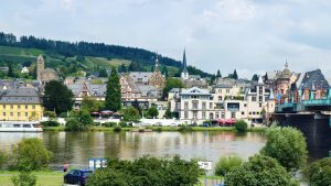 Cycling into Traben-Trarbach on the Mosel