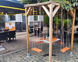 Swing seats at restaurant in Leuven, Belgium