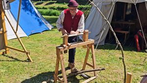 Medieval fair, lathe demostration. Bouillon, Belgium