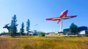 Our motorhome camping at the Tourism Centre in Moose Jaw, SK